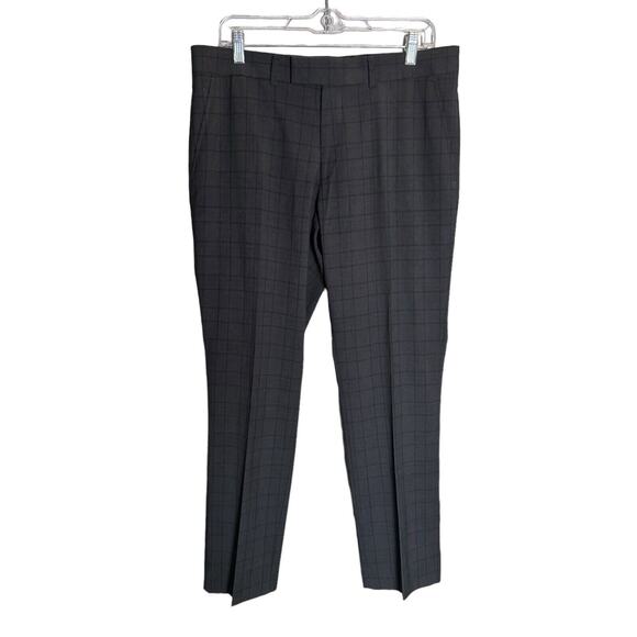 Nick Graham Other - Nick Graham Mens Black Plaid The New York Pant Stretch Modern Fit Size 34x30 NEW